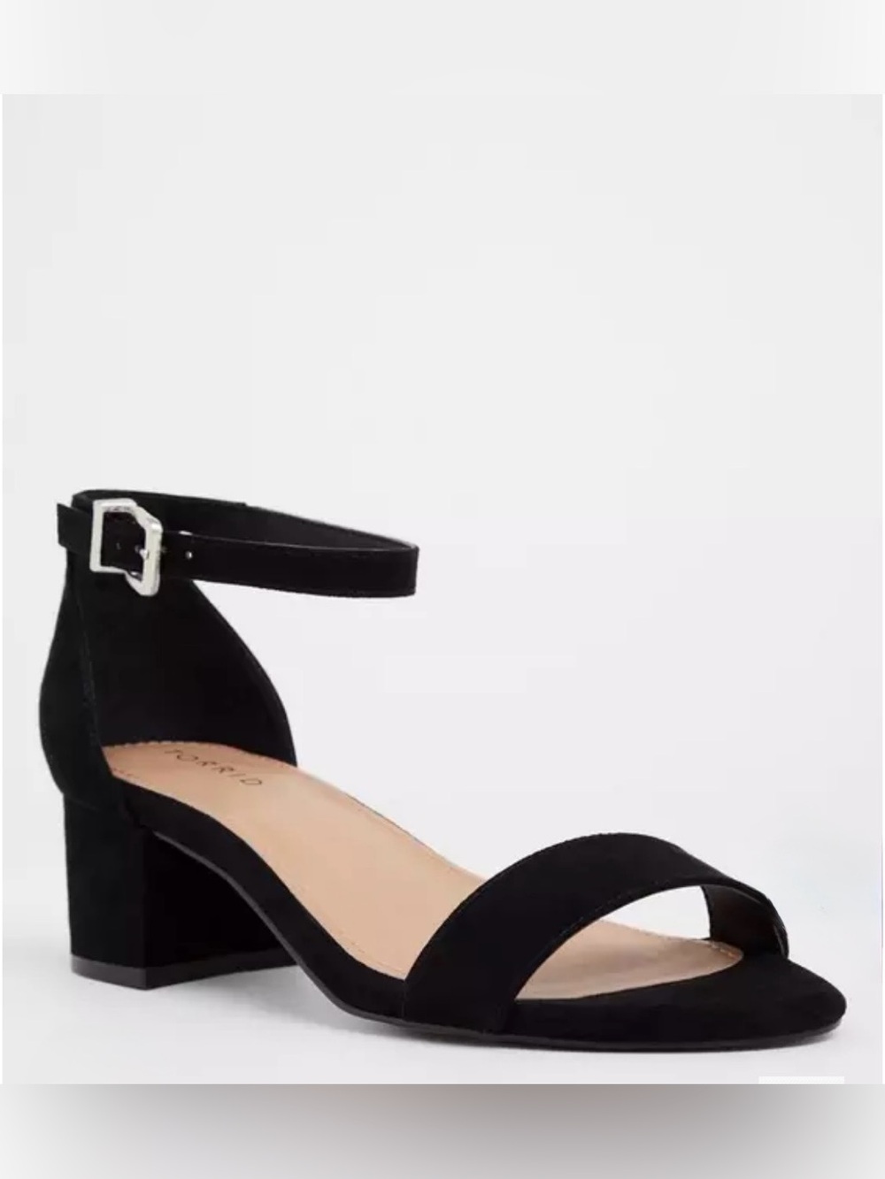 Torrid Black Faux Suede Ankle Strap Block Heels Size 10 Wide